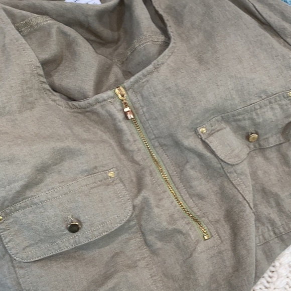 Emily Daniels olive green linen top size XLarge - Picture 7 of 9